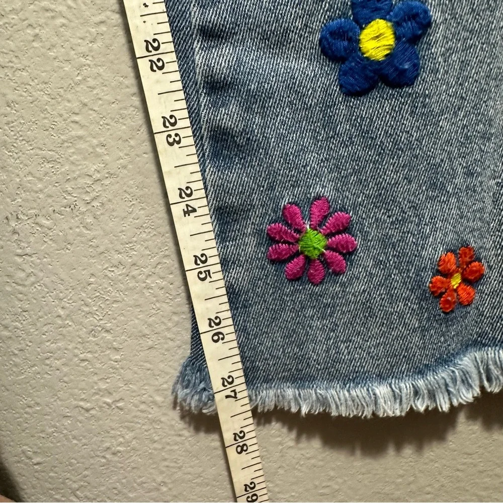 dELiA*s Blue Flare Jeans with Floral motives.Juniors/petite Women size S. Y2K.